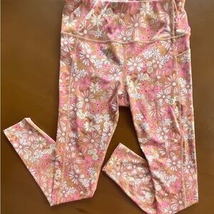 NWOT szS Kensie Carmel Vintage Floral Pocket Leggings pink flower yoga pants